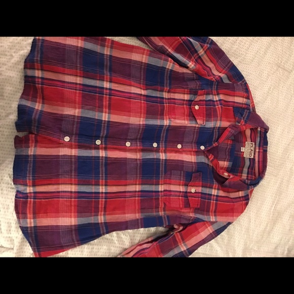Old Navy Red and Blue Plaid Flannel