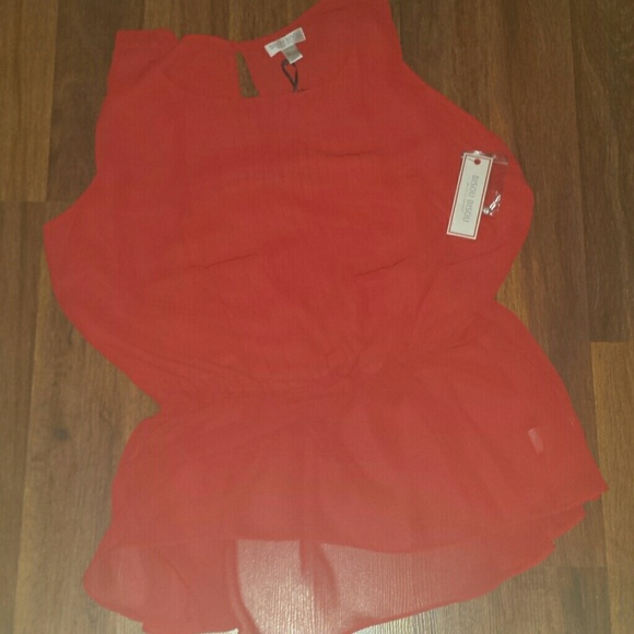 Red sheer blouse