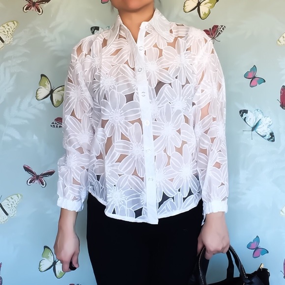 Floral cutout shirt