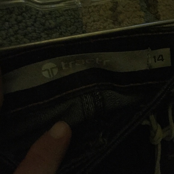 Tractr Skinny Jeans w/ rips & plaid panels - Picture 3 of 4