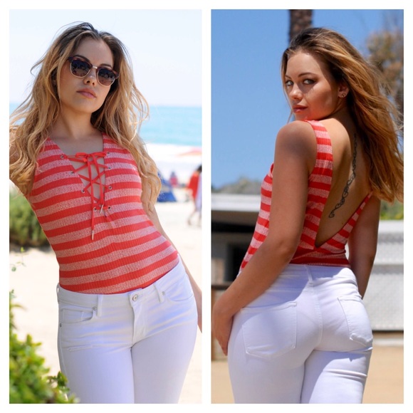 Coral Open Back Bodysuit - Picture 2 of 5