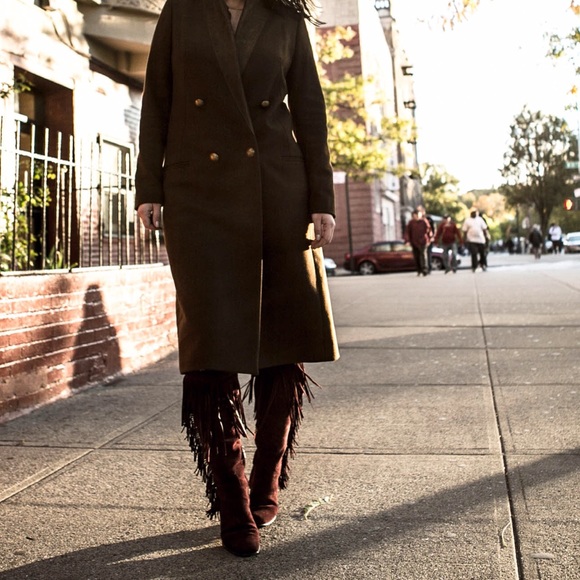 SIGERSON MORRISON suede burgundy over knee fringes