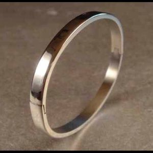 Stainless Steel Oval Bangle Bracelet 6mm wi hinge