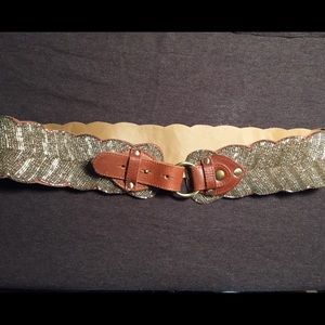 Beaded High Waist Belt (Brown)