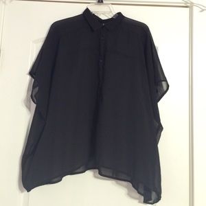Oversized sheer button down