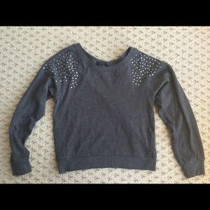 Bejeweled gray sweater