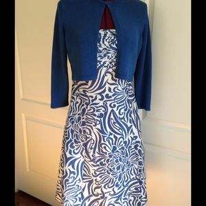 Silk cocktail dress with matching sweater