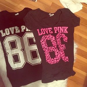 TWO VS Pink V Neck Tees