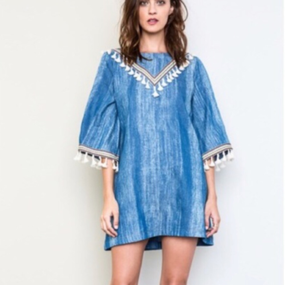🎉HP🎉April Spirit Denim Tassel Dress