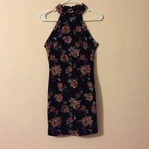 velvet high neck dress