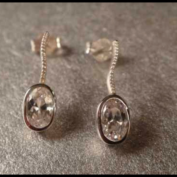 Sterling Silver Rhodium CZ Pave Bezeled Earrings
