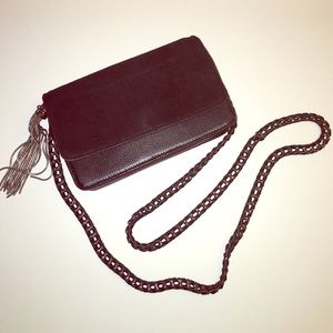 Black suede & leather cross body/clutch