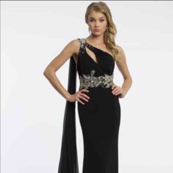 SEQUIN LONG BLACK PROM DRESS