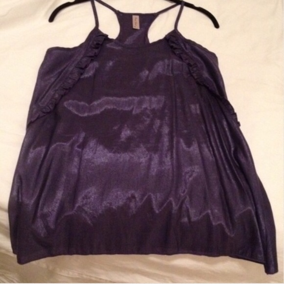 Plum racer back tank with side edging. - Picture 1 of 4