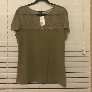 H&M cotton blouse with lace top