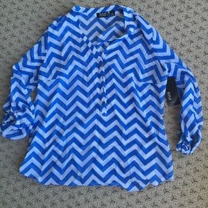 Patterned blue and white shirt