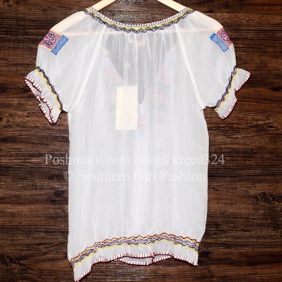 CANDELA Top Embroidered Bohemian Peasant Blouse - Picture 4 of 4