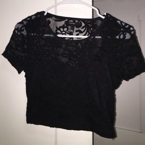 Black Patterned Crop Top