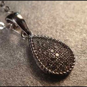 Sterling Silver Rhodium pear shaped CZ necklace