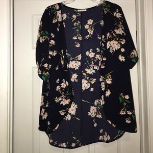 Navy blue flower kimono