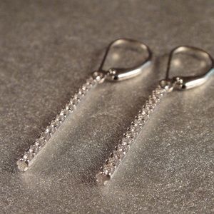 Sterling Silver Rhodium Pave CZ Earrings