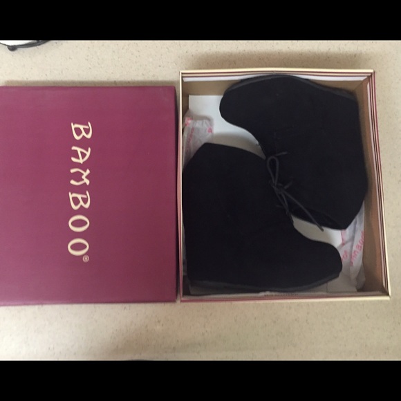 Black Suede Wedge Bootie