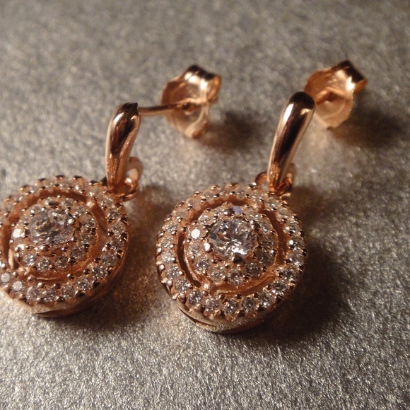 Sterling Silver Rhodium Pave CZ Earrings 18KT