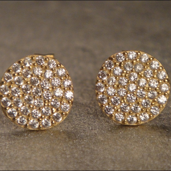 Sterling Silver Rhodium Pave CZ Stud