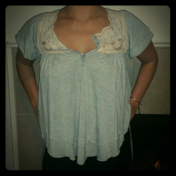 Free People Layered Lacy Flounce Top