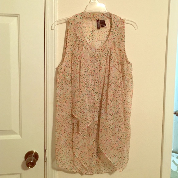 Sheer multicolored flower patterned blouse