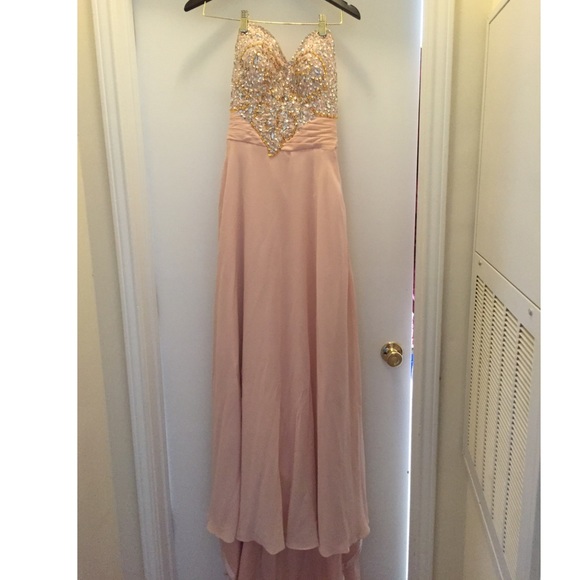 Long pink sparkly prom dress with a train - Picture 2 of 4
