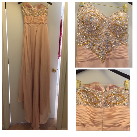 Long pink sparkly prom dress with a train - Picture 4 of 4