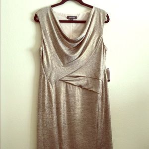 NWT Nine West "Antique Gold" dress cowl neck