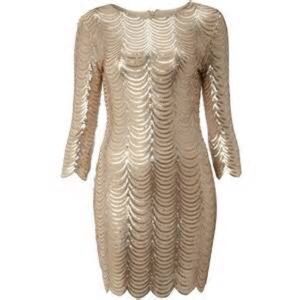 TFNC Scalloped Gold Sequin Dress