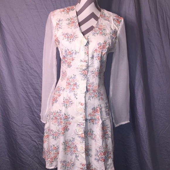 White Floral pattern dress
