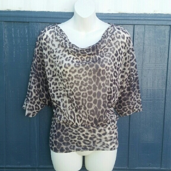 New York & Company cheetah print bat wing blouse