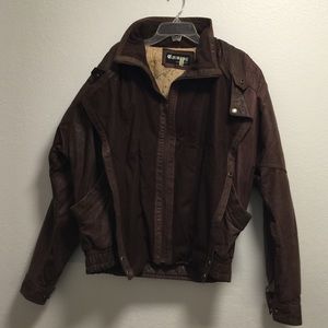 Vintage women brown leather bomber jacket