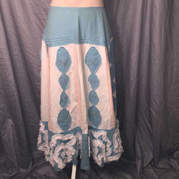 Pink White and Blue Pattern Skirt