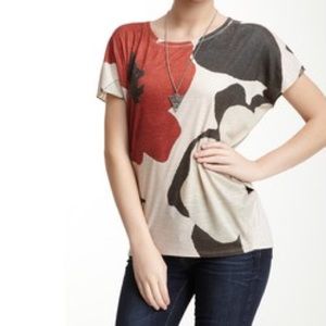 Go Couture Graphic Floral Dolman Sleeve Tee