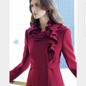 Elie Tahari Drew Ruffle Coat XL, 14 NWOT