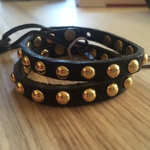 Linea Pelle black & gold Skinny Dome Stud bracelet