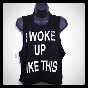 Black "I Woke Up Like This" Cut-Off Tank