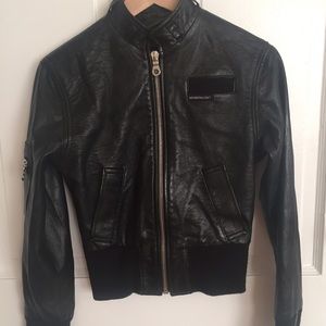 Members Only black leather motorcycle jacket