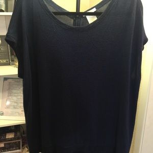 Navy blue high low zippered back top