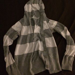 Gray hooded cardigan