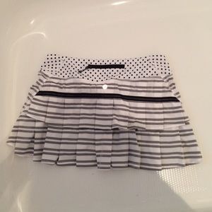 Grey and white striped lululemon skirt