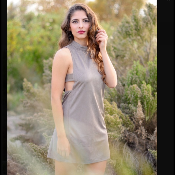 Faux Suede Cut-Out Dress - Picture 2 of 5