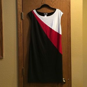 Black, Red and White Midi Dress