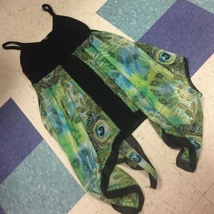 Plus size green peacock dress