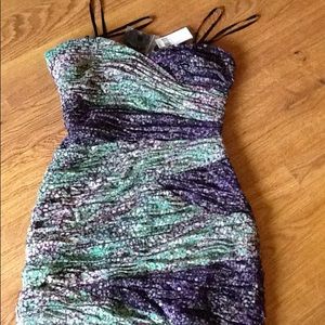 BCBG Purple Green Spotted Mini Dress BCBG Purple Green Spotted Mini Dress